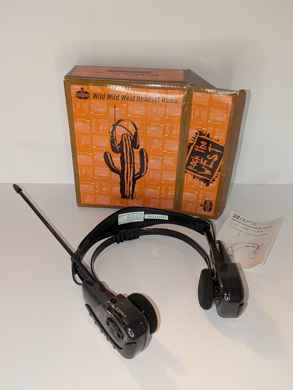 Vintage GPX AM/FM Headset Radio Amoco Wild Wild West Tested Works Requires 2 AA